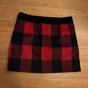 JCREW 100% Wool Plaid Mini Skirt Size 4 Red Black Lined Classic Christmas